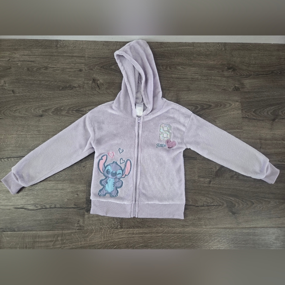 Disney Lavender Stitch Zip Up Hoodie/jacket Size 7/8